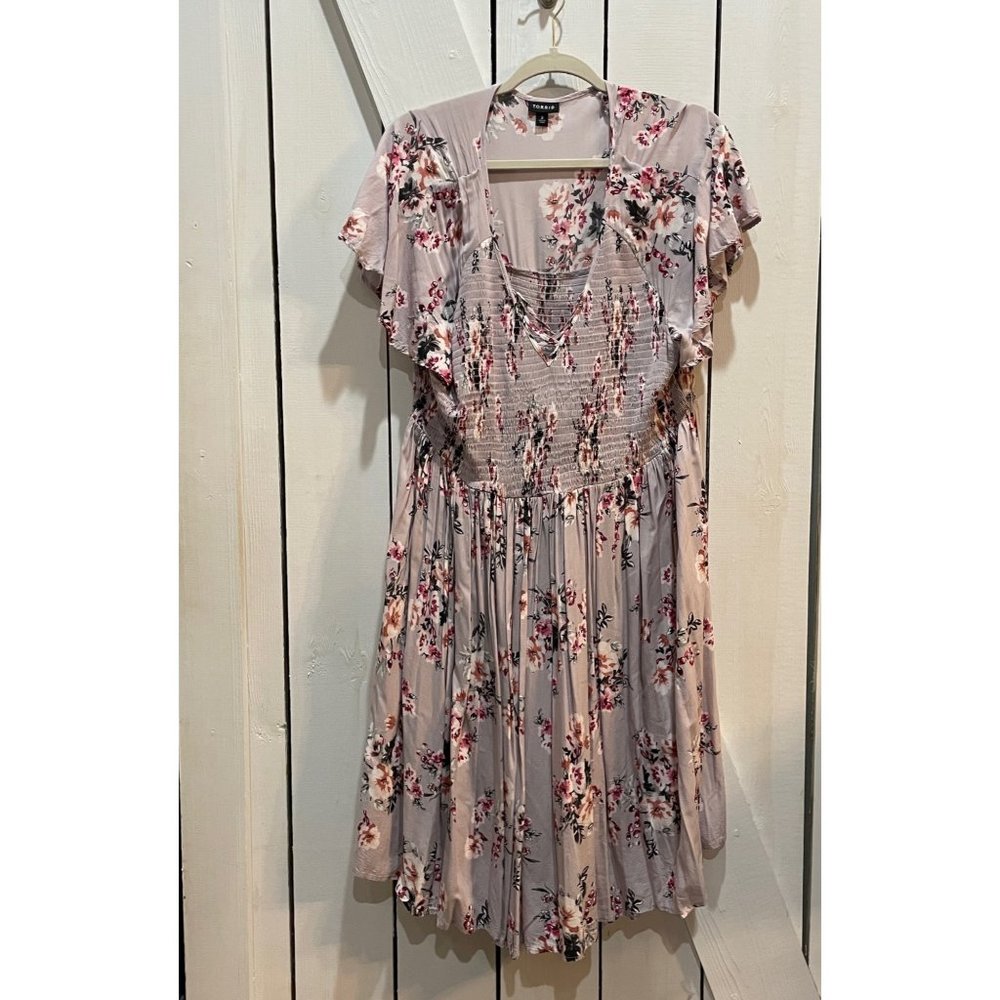 Torrid purple floral short sleeve dress 2x